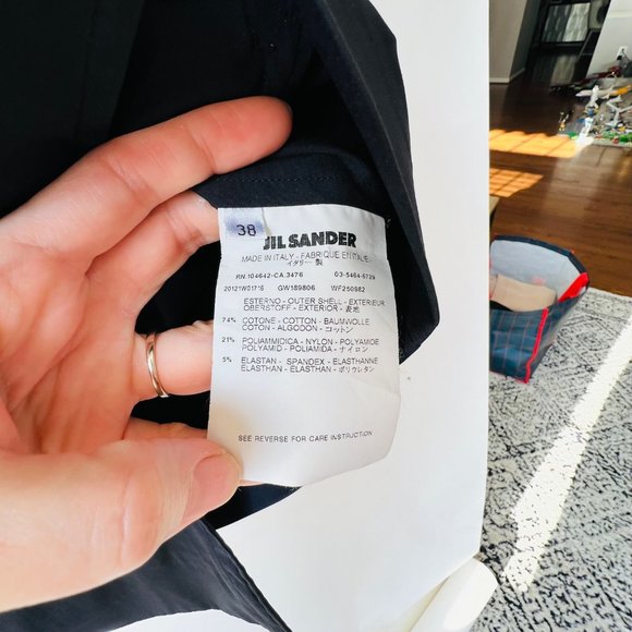 ❤️ Jil Sander Dolman sleeves Collared shirt in Navy Blue, Size 38 - Picture 7 of 8